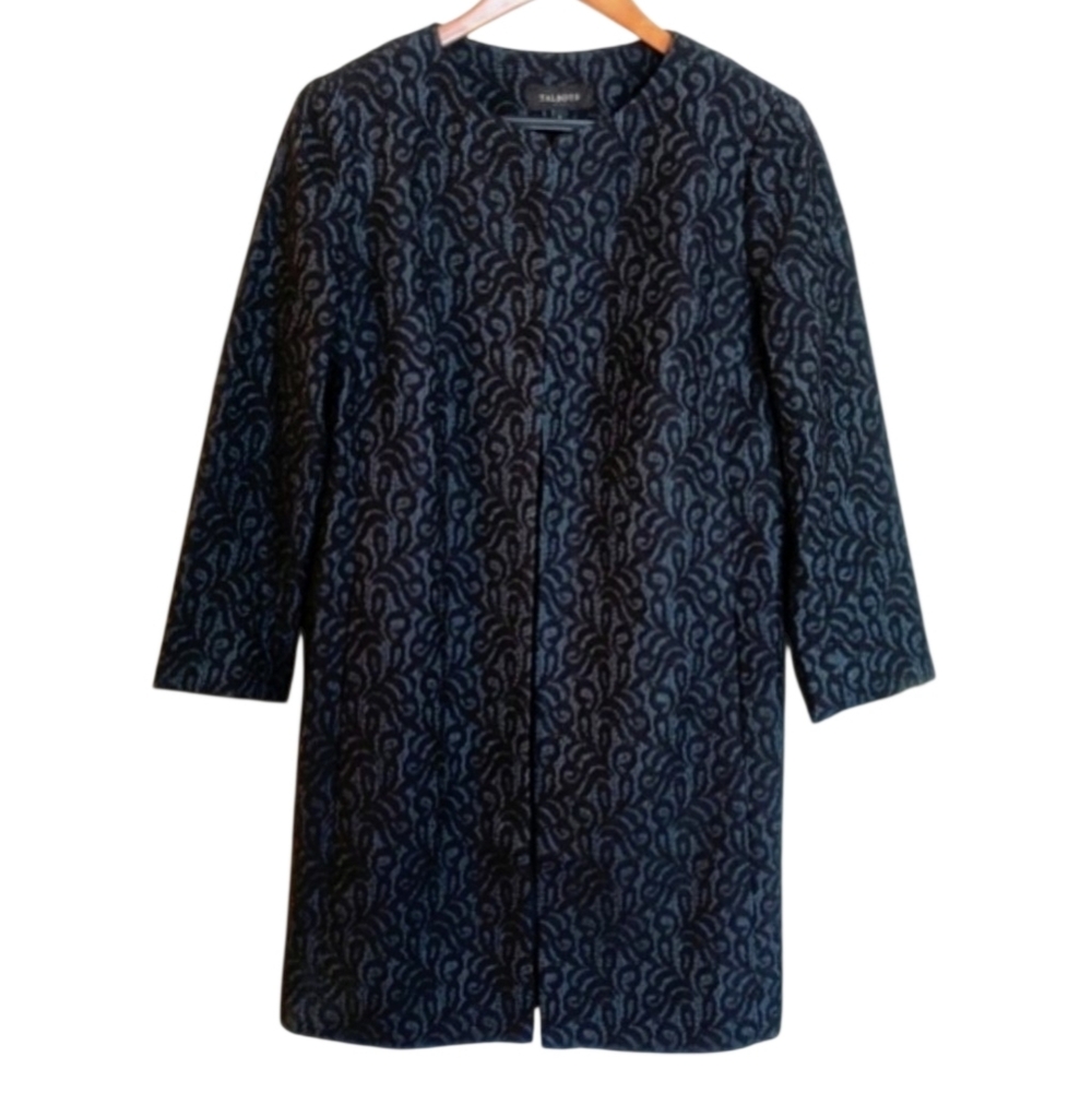 NWT Talbot's Black Green Lace Overlay Topper coat